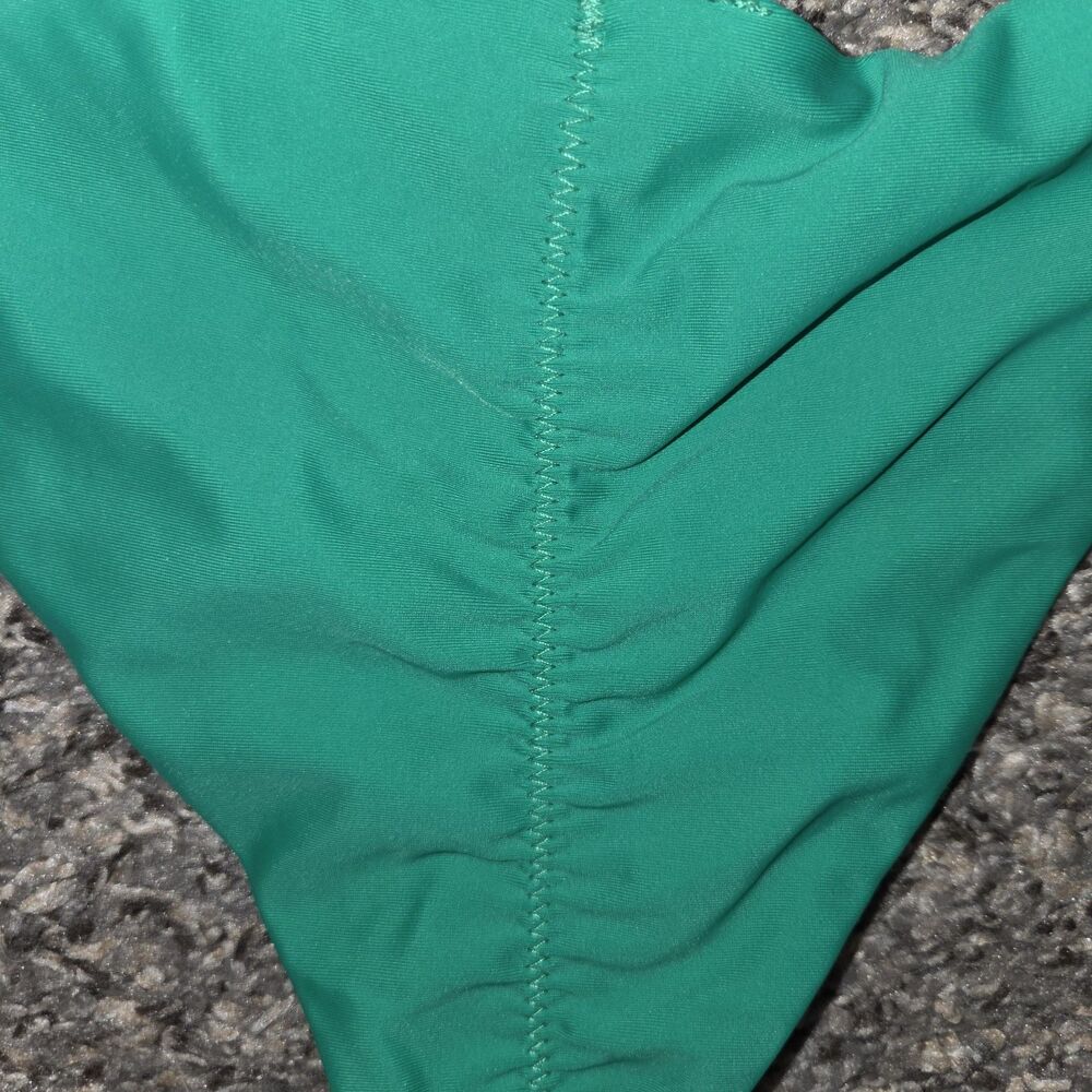 BAHIMI Green Ruched Cheeky Bikini Bottoms Womens Size Small Stretch Swimwear - Picture 3 of 6